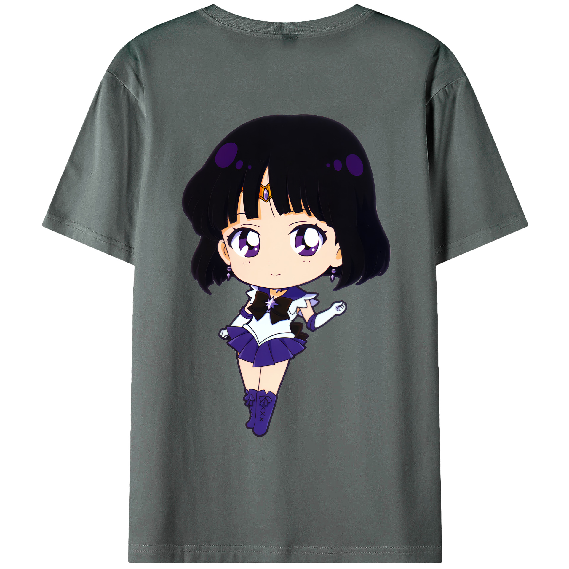 （画像用） 美少女戦士セーラームーン 土萠ほたる Sailor Moon Tomoe Hotaru （セーラーサターン；Sailor Saturn） 綿100％ メンズ半袖Tシャツ（バックプリント） 通気性